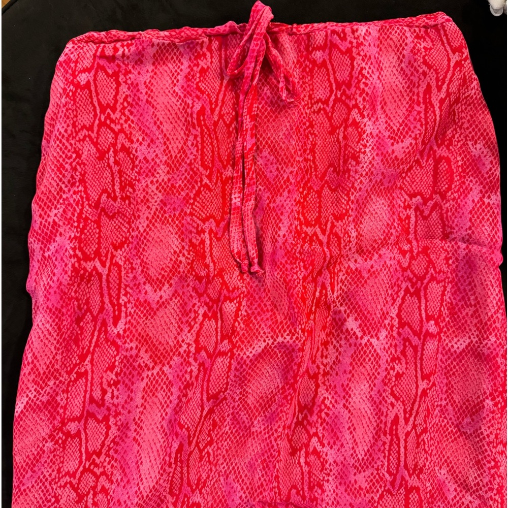 90s midi Pink snake skin skirt size small